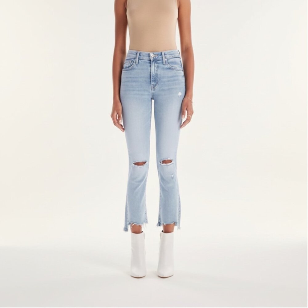 MOTHER Insider Crop Step Fray Jeans Drinking By The Pool Wash Size 29